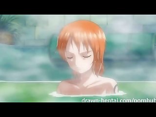 One piece hentai nami in extended bath scene