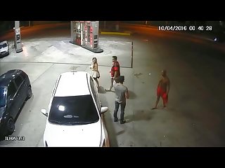 Married police officer sucks off shirtless Drunk at a gas station in brazil