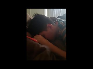 Jerking and cumming next to Sleeping straight friend on vacation