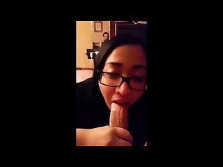 Asian with glasses cocksucks and swallows every drop