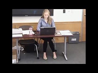 Candid college teen blonde feet shoeplay surveilliance video