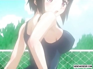 Hentai girl in swimsuit gets analed outdoors