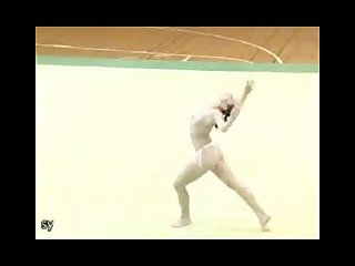 Nude gymnast practices
