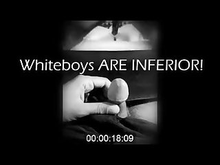 Whiteboy cums in 8 SECONDS watching interracial porn