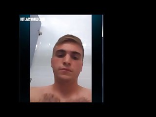 Blond Army cadet shoots in the college bathroom