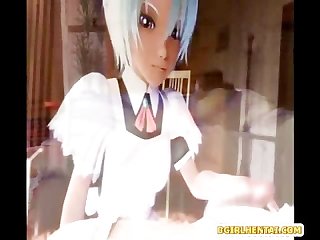 3d hentai maid gets sucking and riding shemale dick