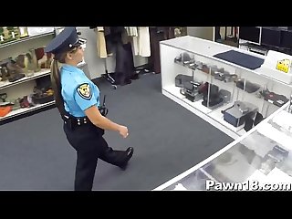 Cop lady sucking dick for money in the shop