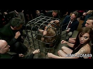 Pretty sexy Girl knox suspended dog play bondage