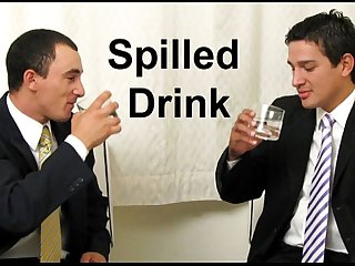 Suit and tie cocksucking when a drink is spilled the pants come off
