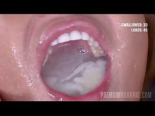 Premium Bukkake - Sherry Kiss swallows 70 huge mouthful cum loads