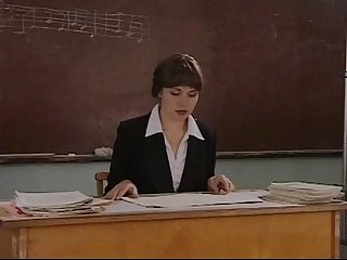 Two students fucked music teacher with hairy pussy