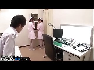 Japanese sexy nurses in stockings fuck their patient