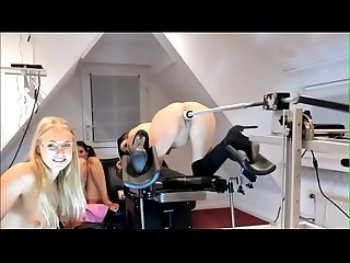 Siswet and 3 hot lesbians change on a fuckmachine in a doggy position