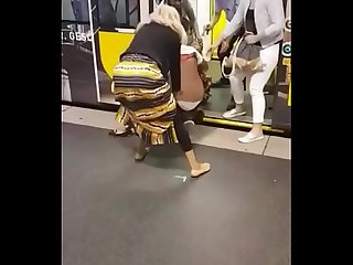 Big booty African milfs fighting in the subway station