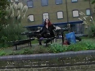 Redhead amateur uk babe monica flashing and masturbating in public in london