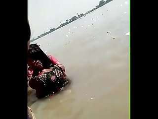 Desi village river bathing