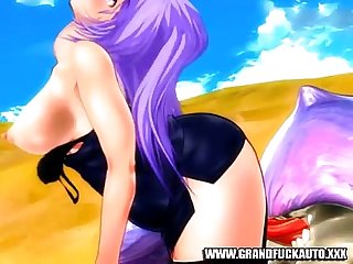 Gorgeous anime beauty harshly fucked in her tight holes