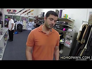 Innocent hot military dude sucked two monster dick in the pawnshop