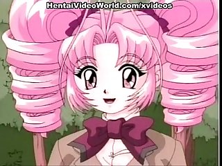 Pink haired hentai teen masturbating