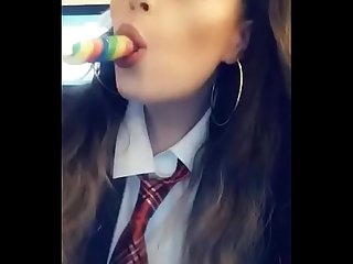 British schoolgirl squirts and gets a facial from big cock teacher