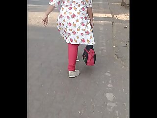 Big ass aunty walking on road