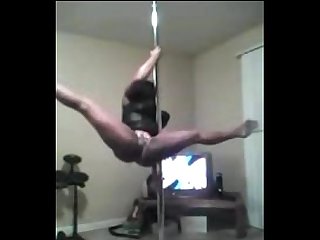 Hot black babe teasing and dancing pole