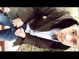 Handsome Chinese cumming outdoor