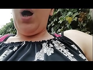 Video of squirting with huge black dildo in a dirty public park