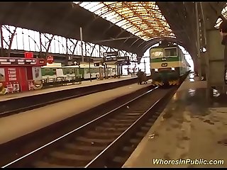 Wild groupsex orgy at the public Train