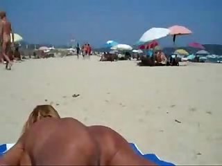 My Mature Slut masturbating at beach Amateur