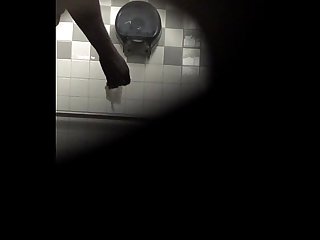 Spying old hung black man at the restrooms