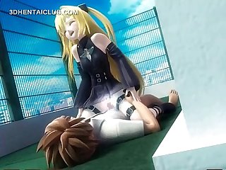 Cute hentai blonde riding horny cock on the floor