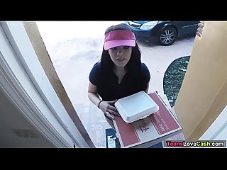 Kimber woods delivers pizza and bangs customer for more tips