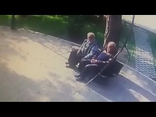 Old men outdoor kissing gay to gay