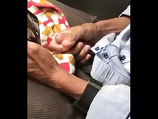 Gay khmer old man jerking off on car