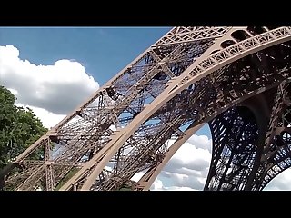 Extreme sex by the eiffel tower in paris france with a pretty girl and 2 guys