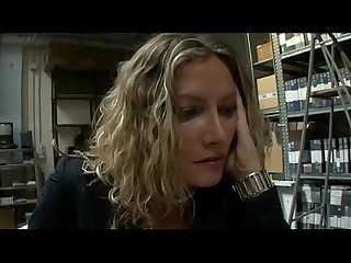 Sexy secretary screwed in a warehouse by a worker