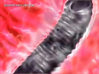 Super horny hentai girl nailing herself with a dildo