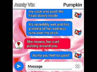 Aunty finally pops her Pumpkin's cherry sexting, their final climax together.