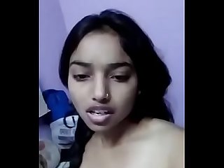 Desi teenage hot hindu babe new clip making selfie talking on phone nd fingering her hairy pussy for