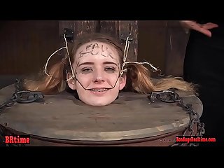 Bdsm babe trapped in a barrel and electrified