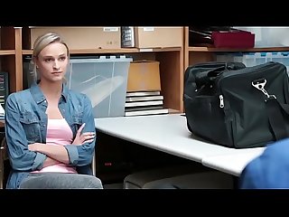 Tattooed blonde teen fucked hard in the office by a security guard