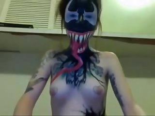 Amazing venom painted teen with toys on cam more videos www fetishraw com