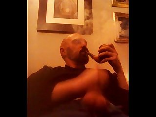 huge pipe smoking and poppers pipe wank