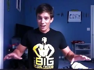 Teen bodybuilder Joe Salcedo shirts off in his bedroom