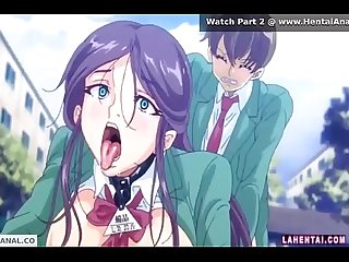 Anime schoolgirl gets anal pounding from multiple guys