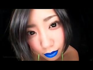 Japanese blue lipstick spitting fetish