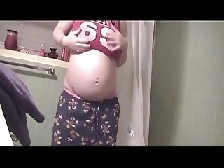 pregnant teen bathroom selfie - PregnantHorny.com