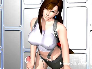 Anime slut with big tits enjoys hot cum