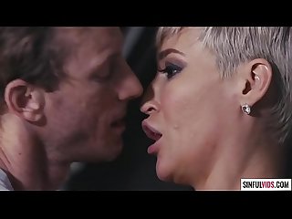 Short haired Ryan Keely screaming with pleasure while cheating her husband with Ryan Mclane